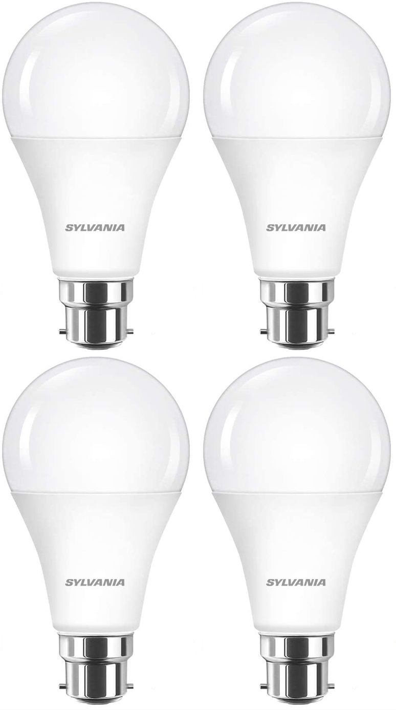 B22 Frosted LED Bulbs 8W 806 Lumens Warm White 2700K - Sylvania 4 Pack